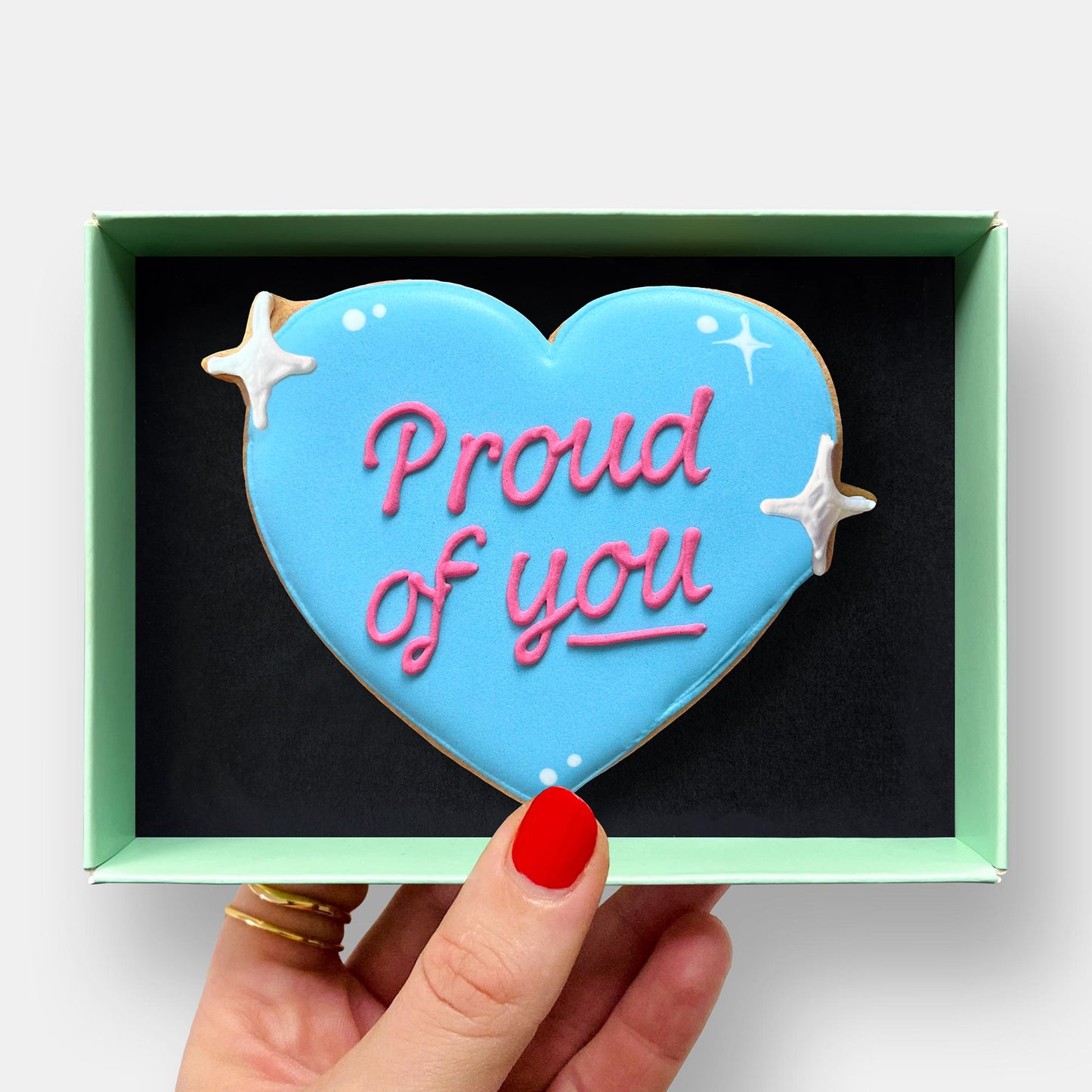 Proud Of You Blue Heart Congratulations Letterbox Iced Cookie