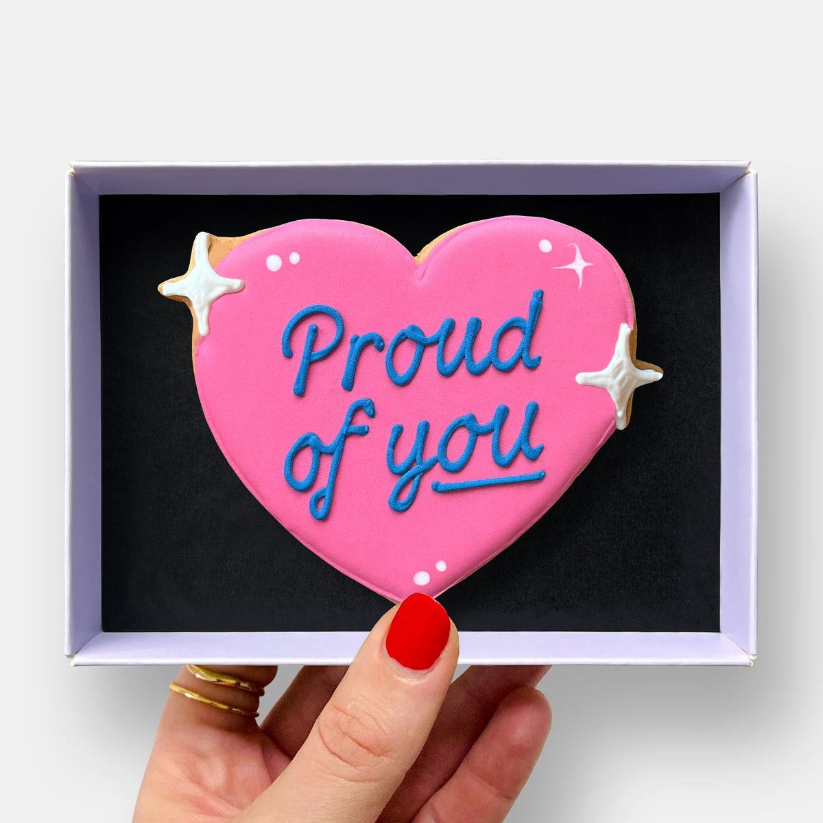 Proud You Heart Congratulations Letterbox Iced Cookie