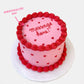 Personalised Red Piped Heart Cake