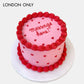 Personalised Red Piped Heart Cake