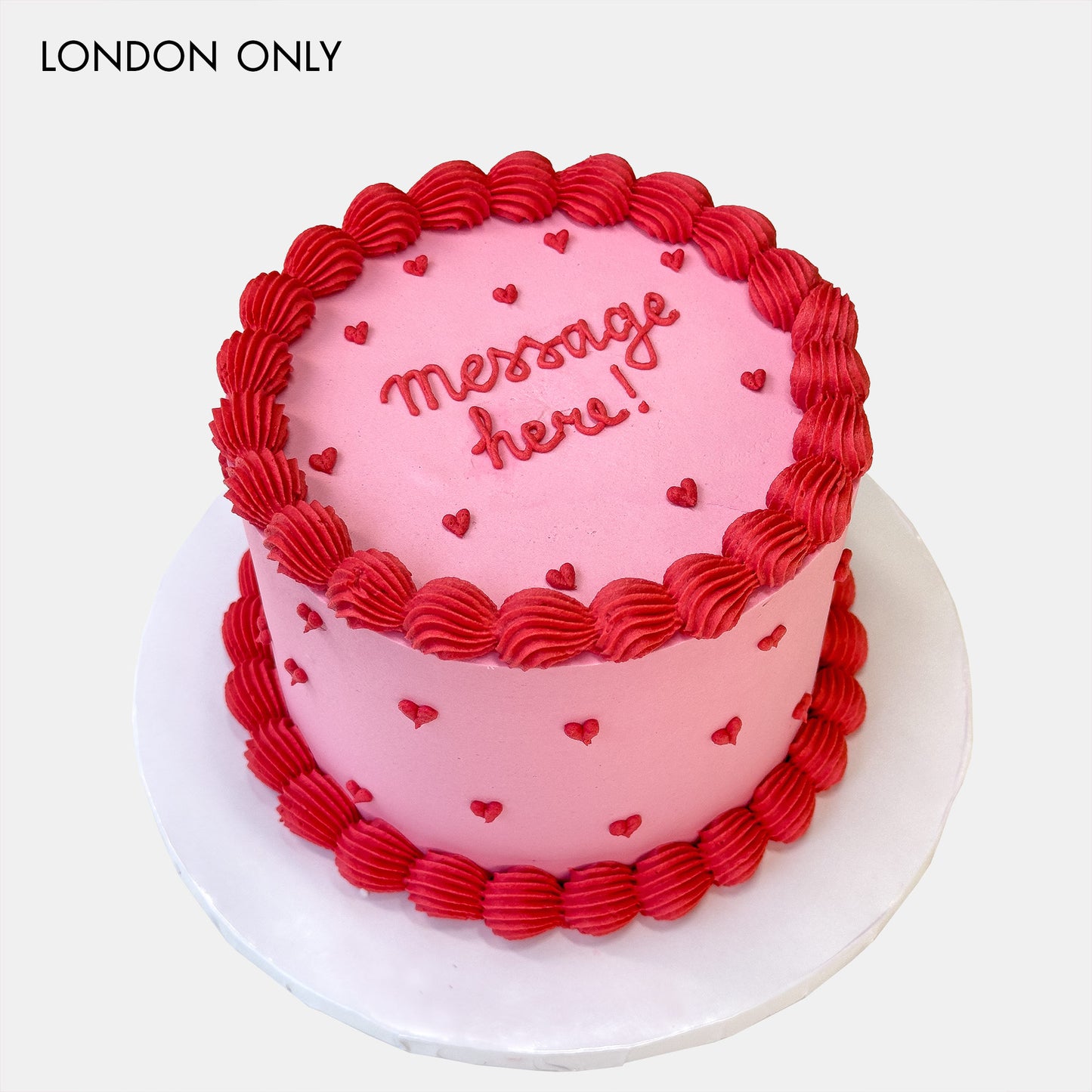 Personalised Red Piped Heart Valentine's Cake