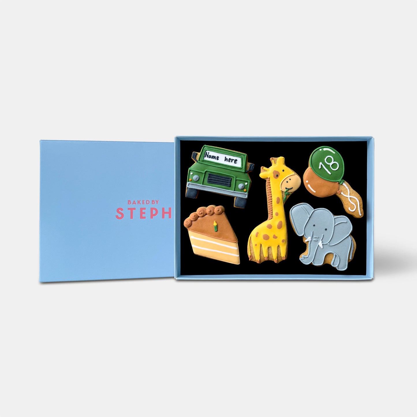 Personalised Safari Animals Birthday Letterbox Iced Cookies
