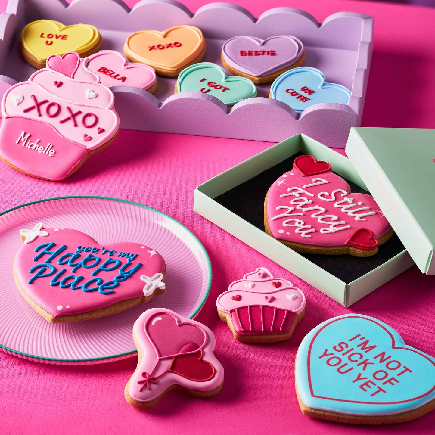 Vegan Personalised Love Hearts Valentine's Letterbox Iced Cookies