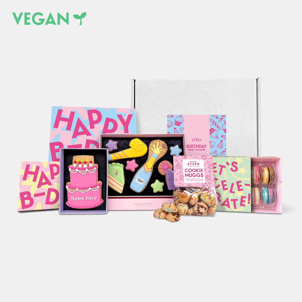 Vegan Birthday Celebration Cookies & Macarons Hamper