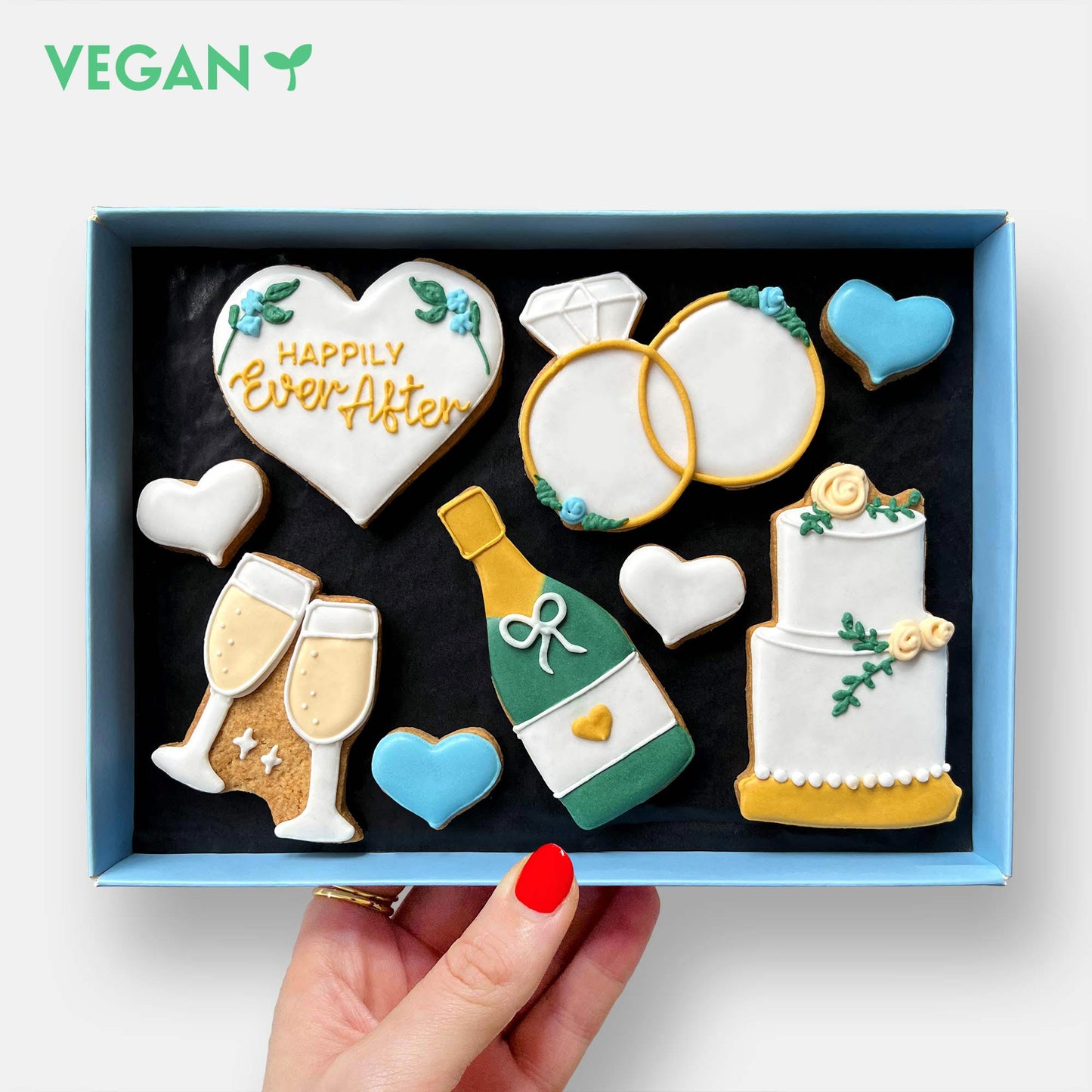 Vegan Wedding Congratulations Cookies & Macarons Hamper