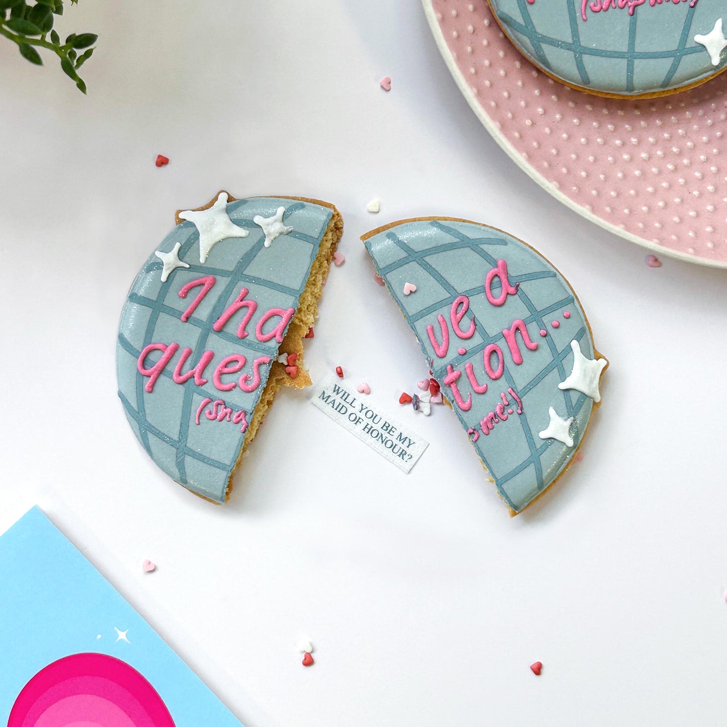Wedding Party Proposal Secret Message Disco Ball Letterbox Iced Cookie