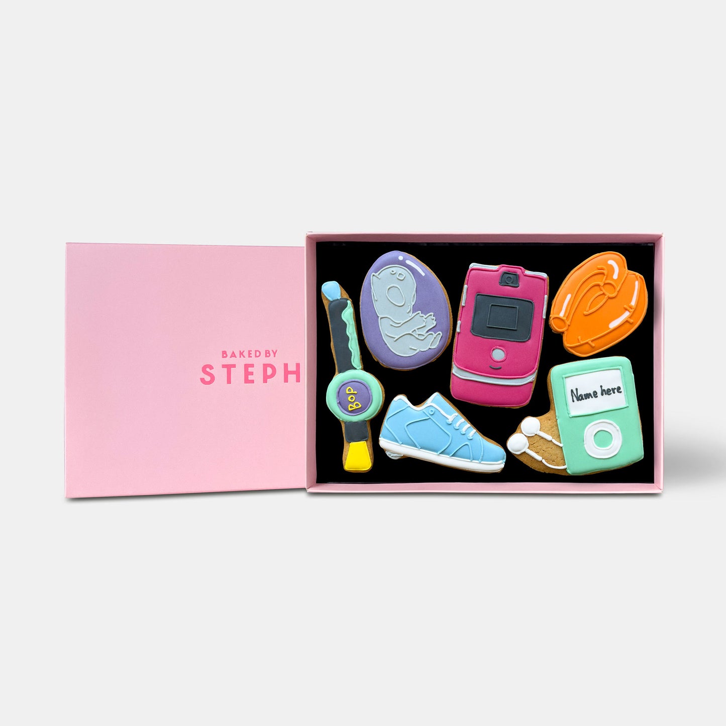 Personalised Y2K Baby Birthday Letterbox Iced Cookies