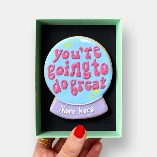 Personalised You're Going To Do Great Crystal Ball Letterbox Iced Cookie