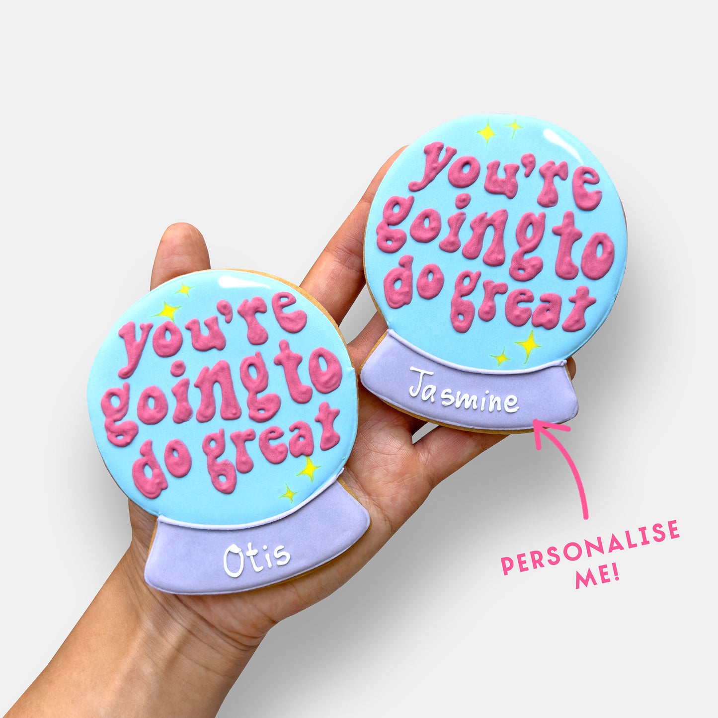 Personalised You're Going To Do Great Crystal Ball Letterbox Iced Cookie
