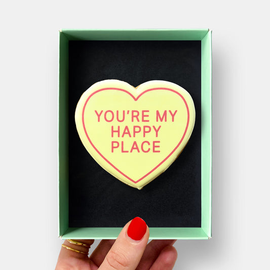 You're My Happy Place Love Heart Valentine's Letterbox Iced Cookie