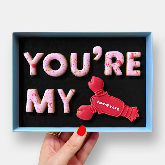 Personalised You're My Lobster Letterbox Message Iced Cookies