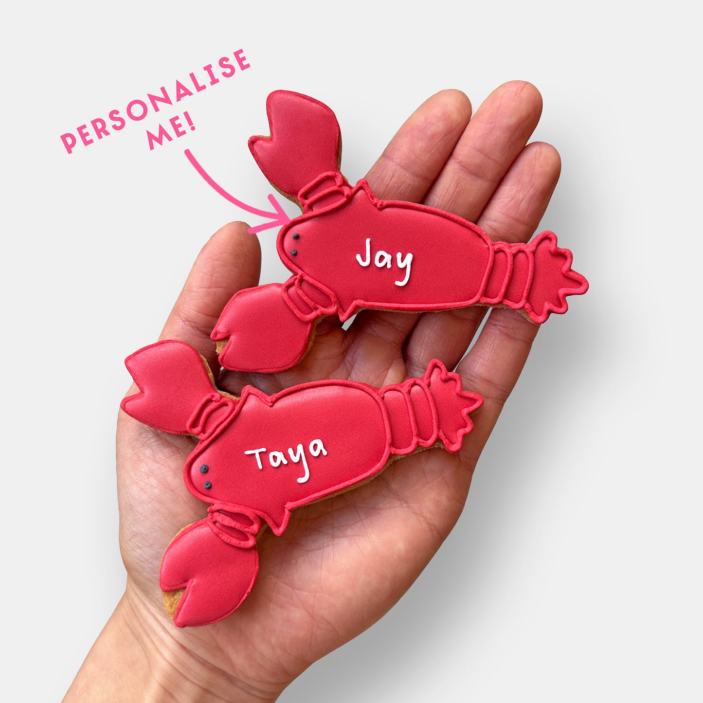 Personalised You're My Lobster Valentine's Letterbox Message Iced Cookies