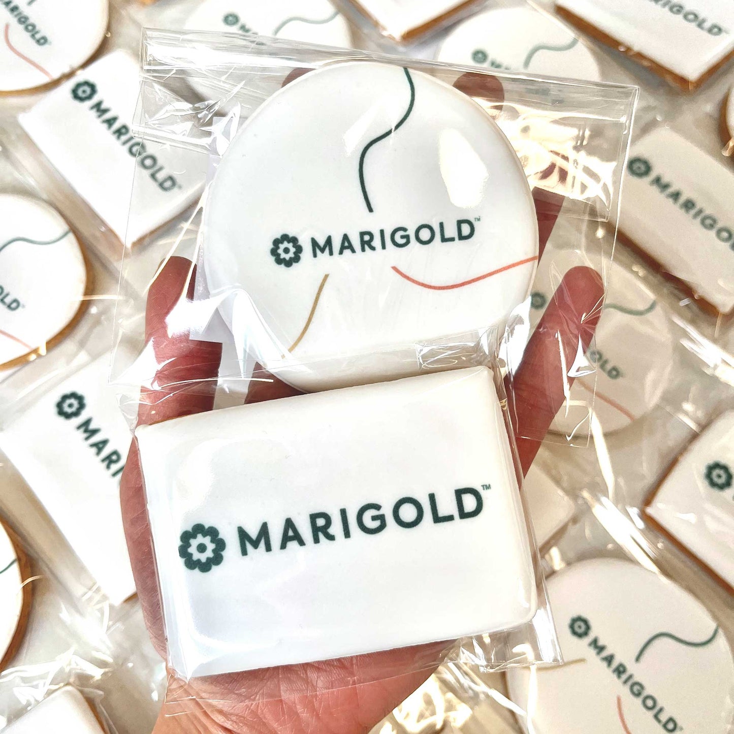 Custom Rectangle Printed Branded Logo Iced Cookies