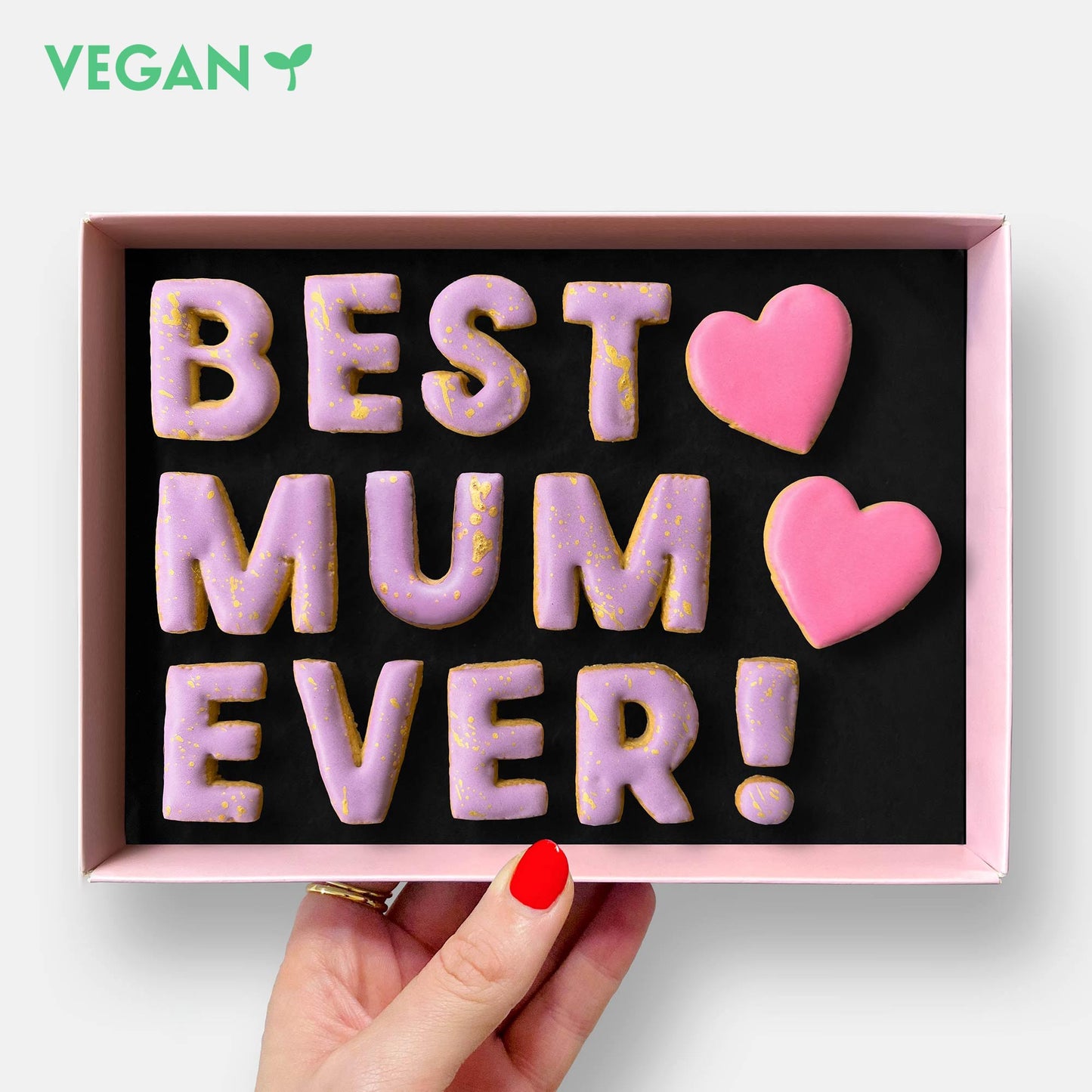 Vegan Best Mum Ever Mother's Day Letterbox Message Iced Cookies