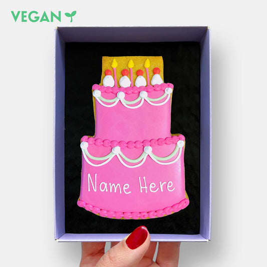 Vegan Personalised Birthday Cake Letterbox Iced Cookie