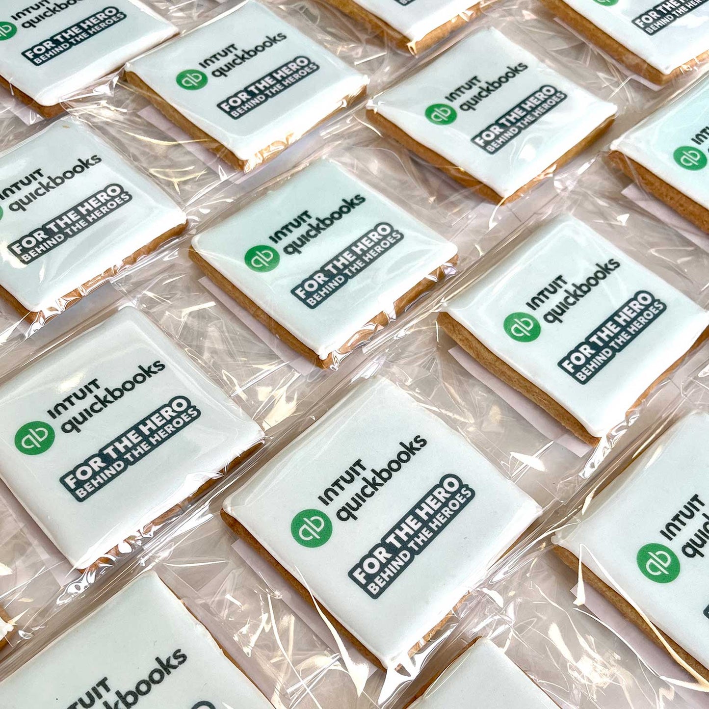 Custom Square Printed Branded Logo Iced Cookies