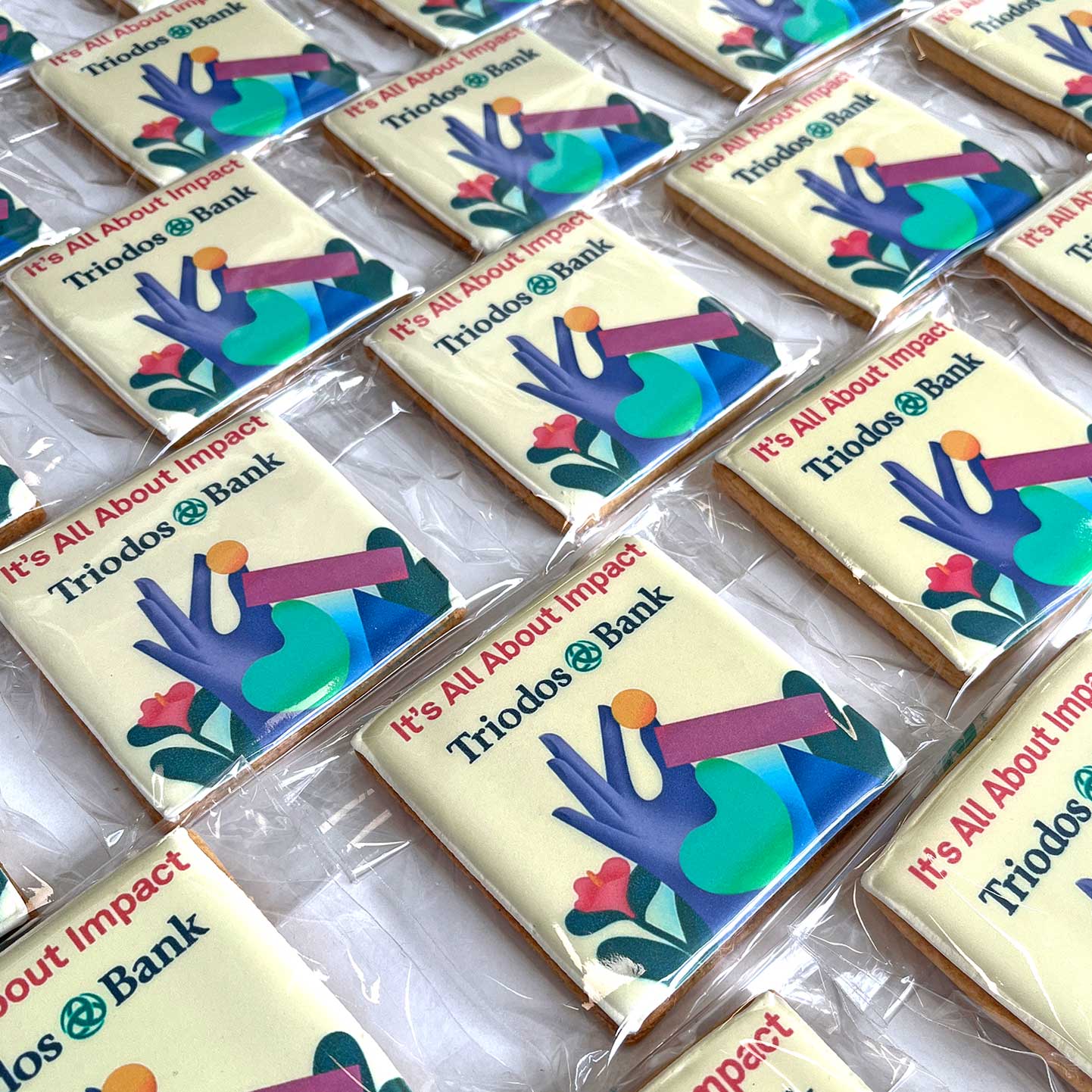 Custom Square Printed Branded Logo Iced Cookies