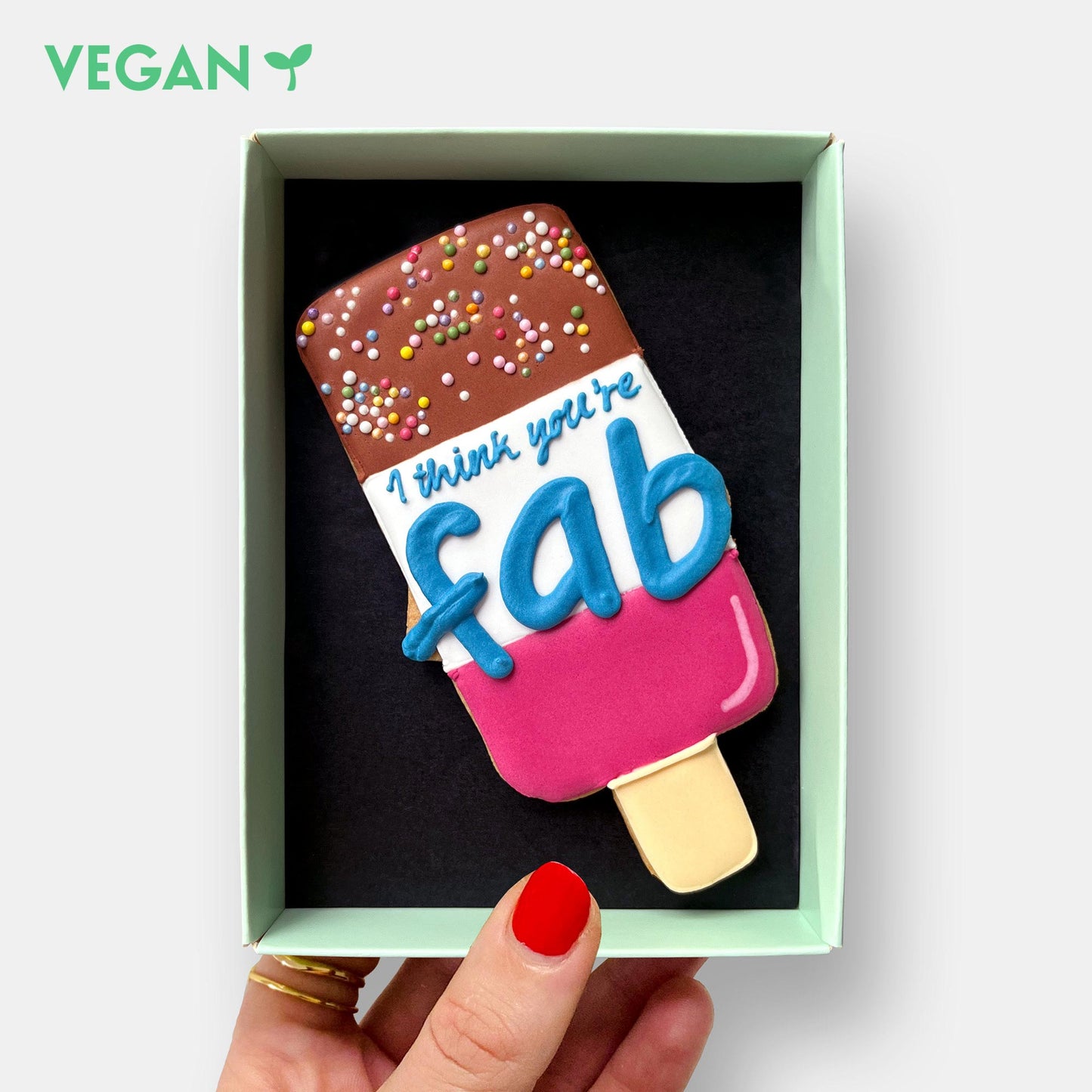 Vegan I Think You're Fab Thank You Letterbox Iced Cookie