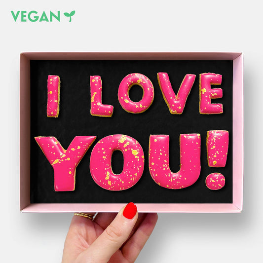 Vegan I Love You Letterbox Message Iced Cookies