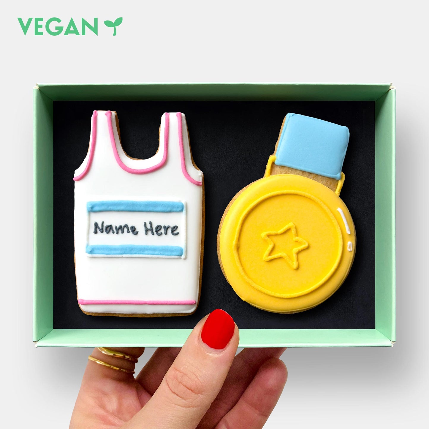 Vegan Personalised Marathon Father's Day Letterbox Iced Cookies