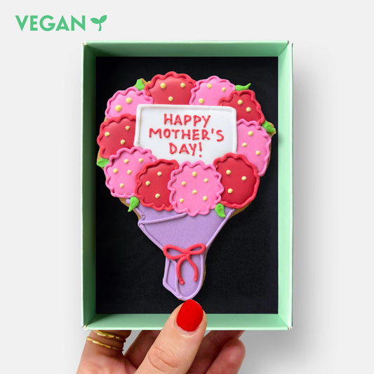 Vegan Happy Mother's Day Floral Bouquet Letterbox Iced Cookie