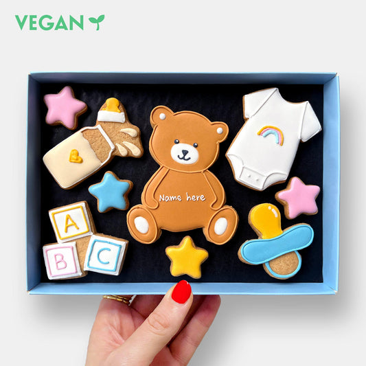 Vegan Personalised New Baby Letterbox Iced Cookies