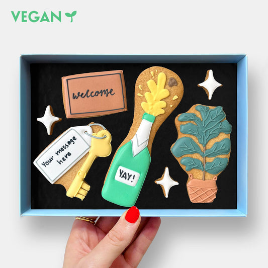 Vegan Personalised New Home Letterbox Iced Cookies