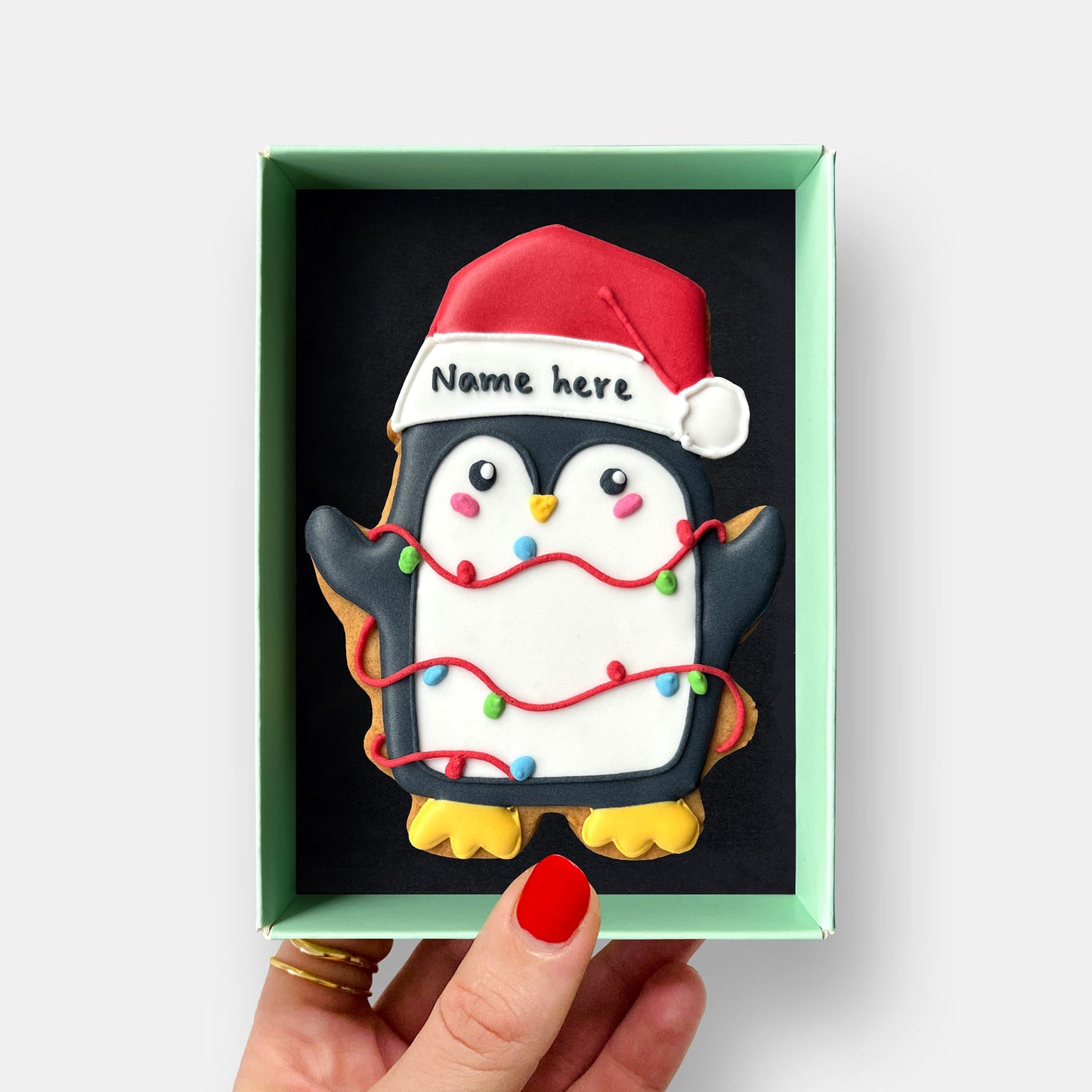 Personalised Christmas Penguin Letterbox Cookie - Baked by Steph