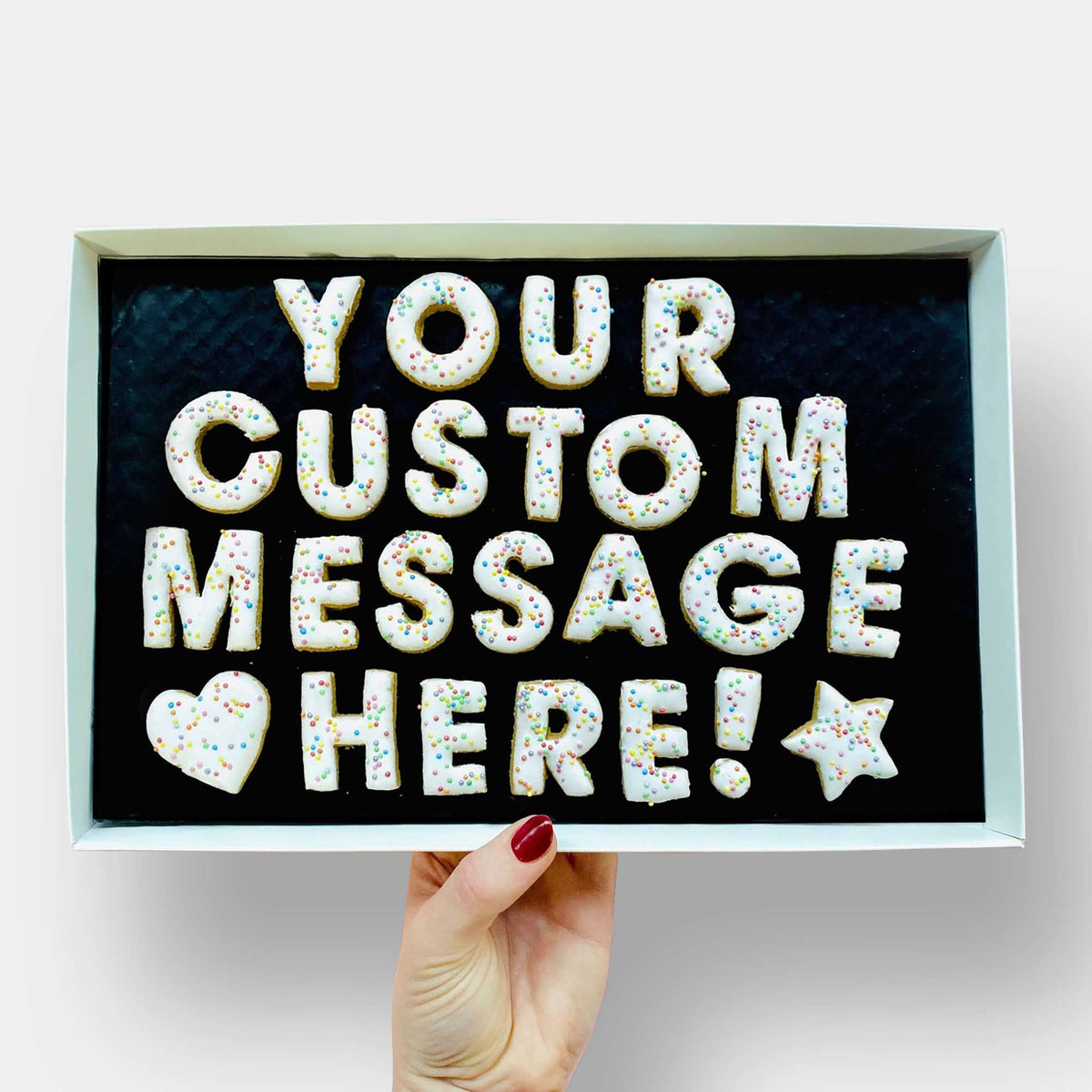 Personalised Custom Iced Cookie Message Box Funfetti