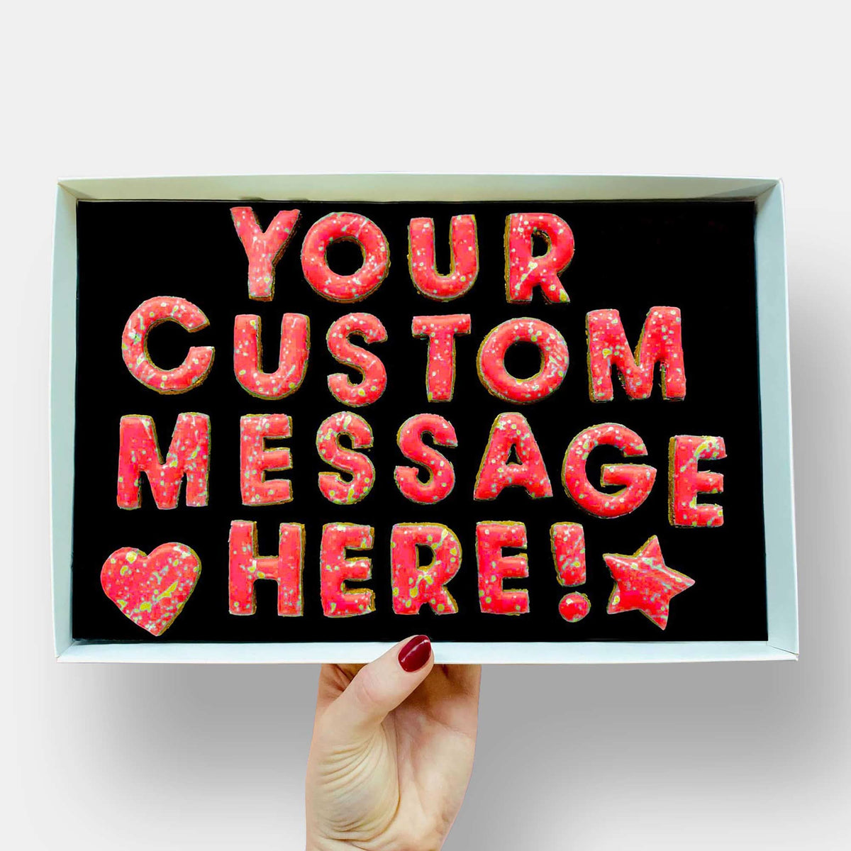 Personalised Iced Cookie Message Box - Red