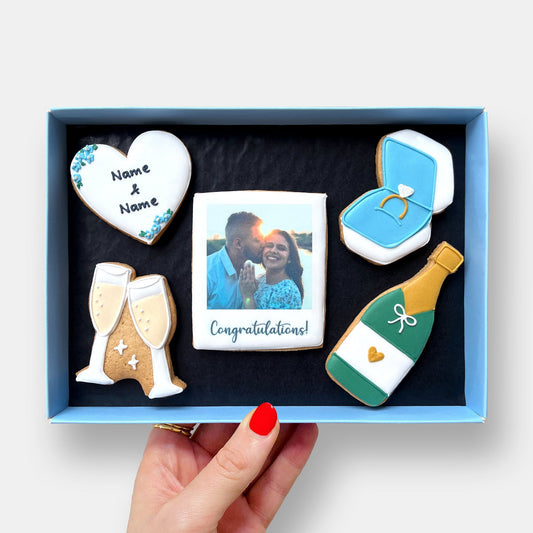 Personalised Engagement Photo Letterbox Cookies - Baked by Steph