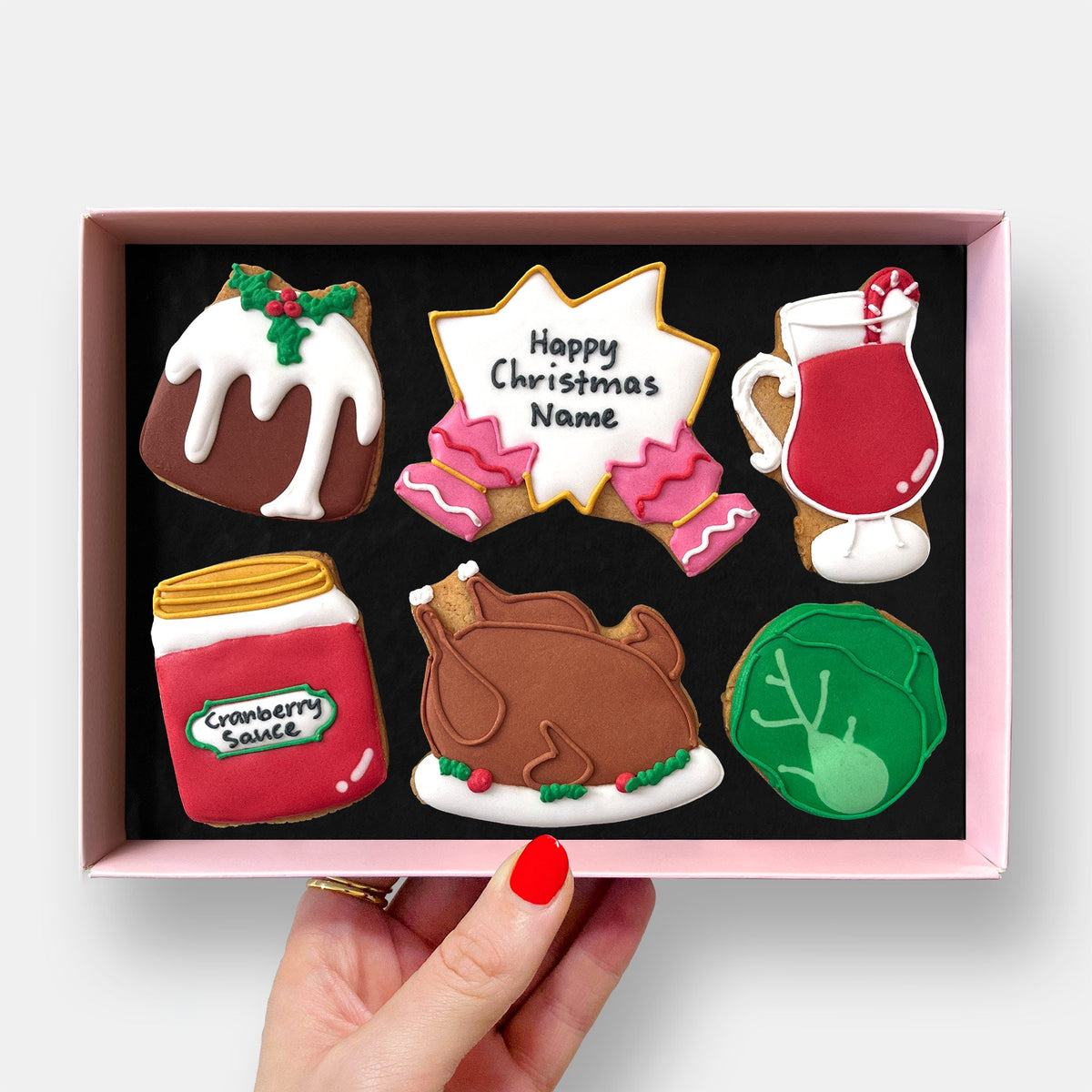 Personalised Festive Feast Christmas Letterbox Iced Cookies