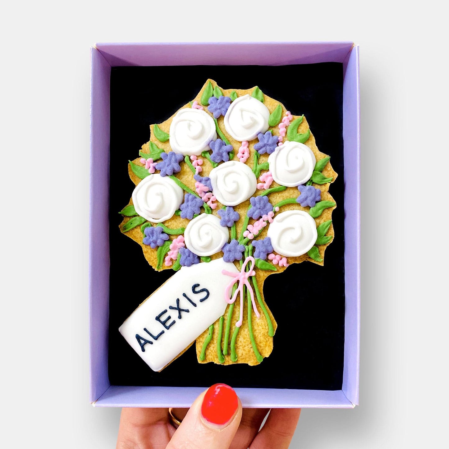 Personalised Floral Bouquet Letterbox Cookie - Baked by Steph