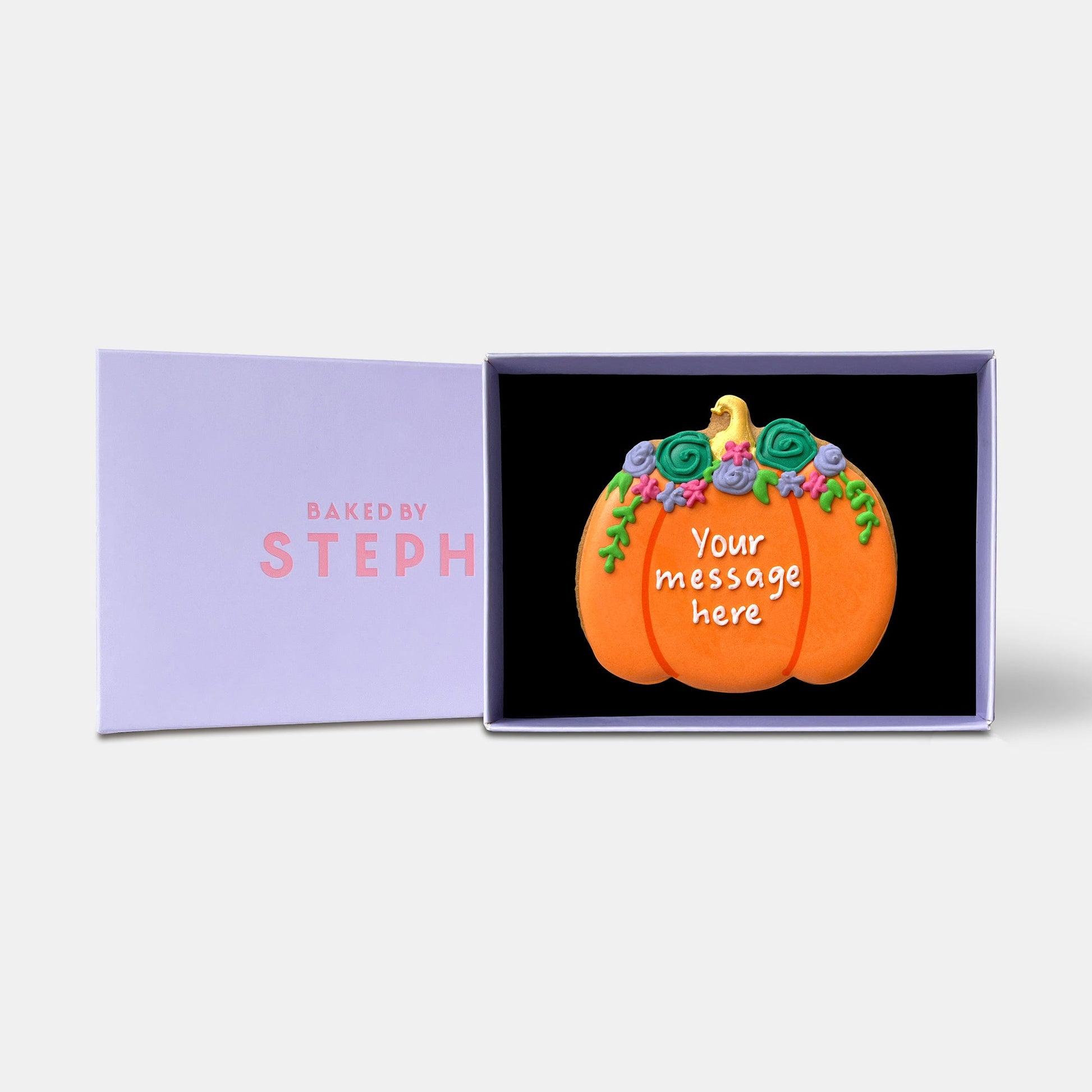 Personalised Floral Pumpkin Letterbox Cookie - Baked by Steph