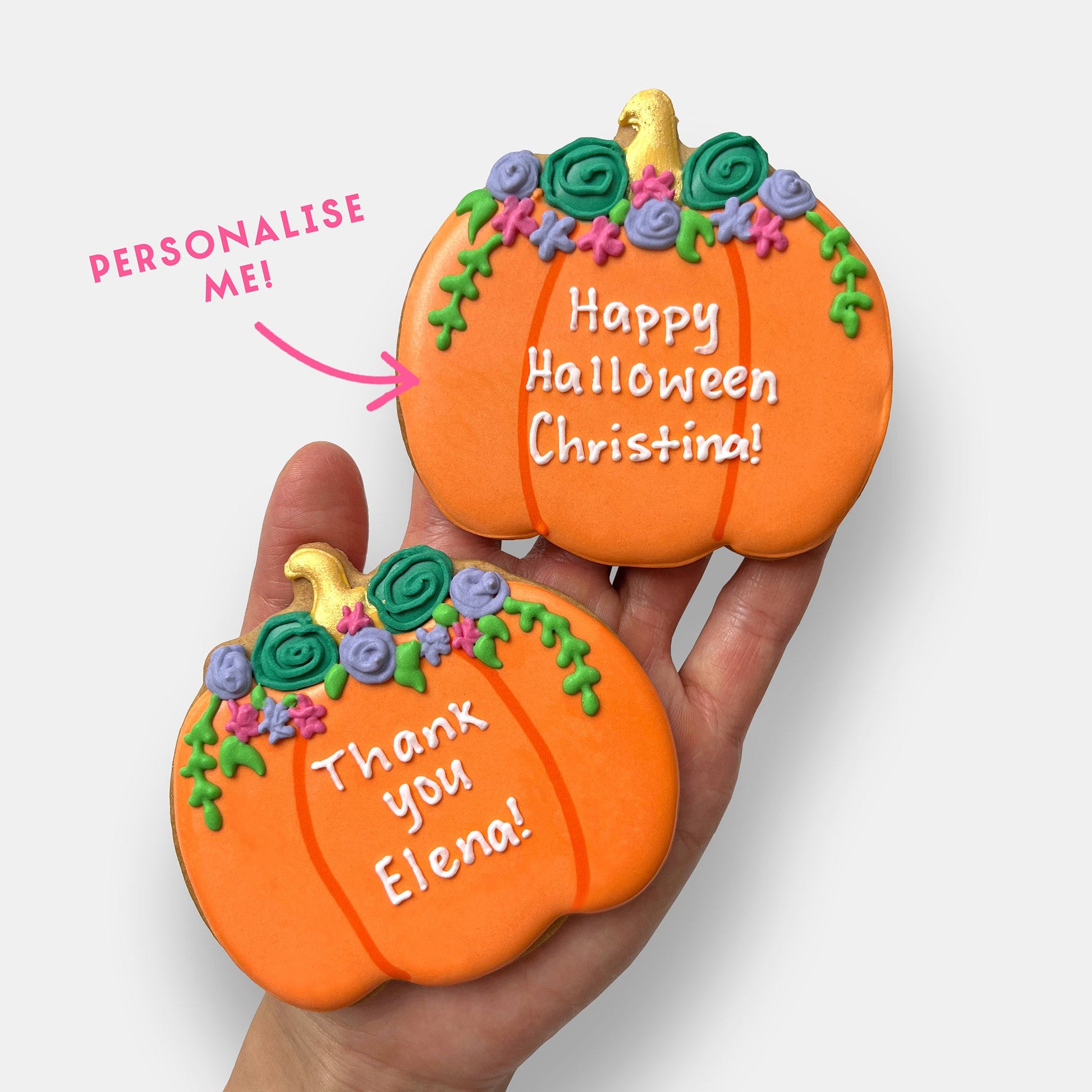 Personalised Floral Pumpkin Letterbox Cookie - Baked by Steph