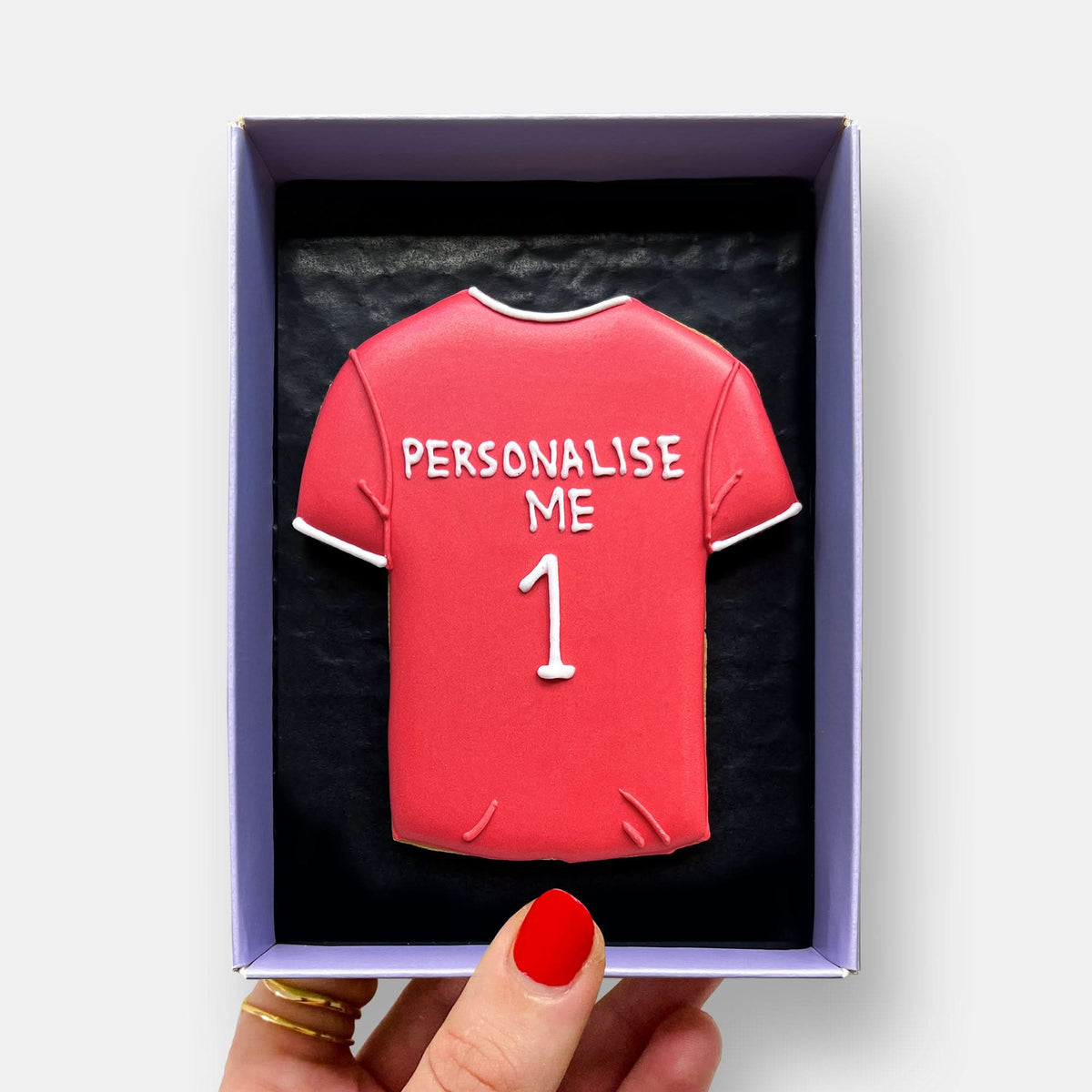 Personalised Football Shirt Letterbox Iced Cookie