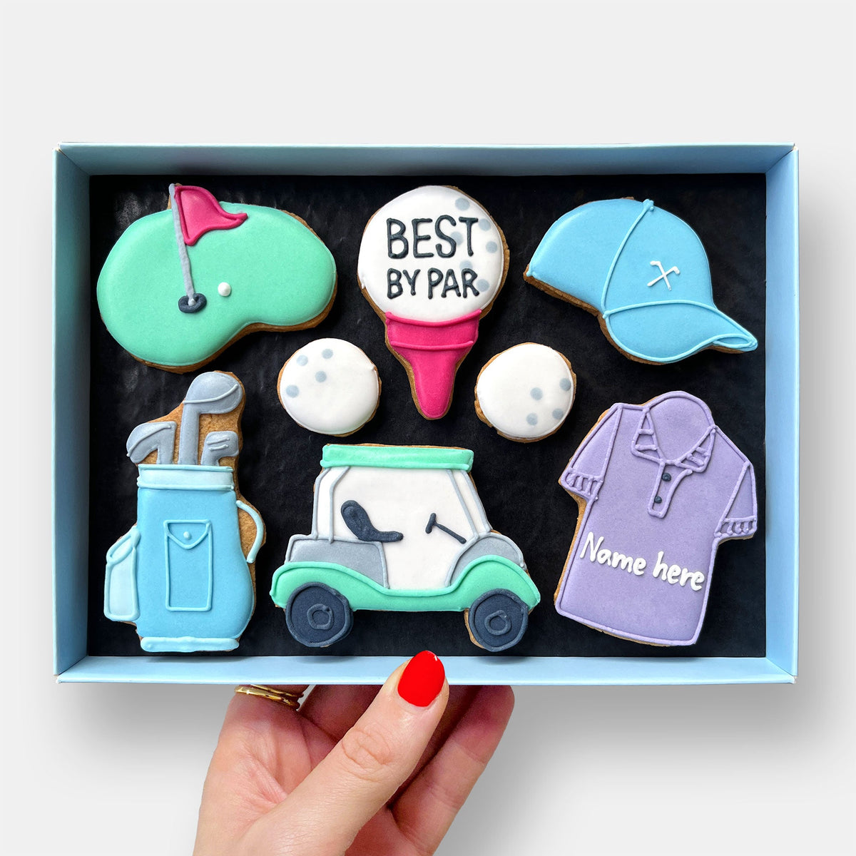 Personalised Golf Birthday Letterbox Iced Cookies