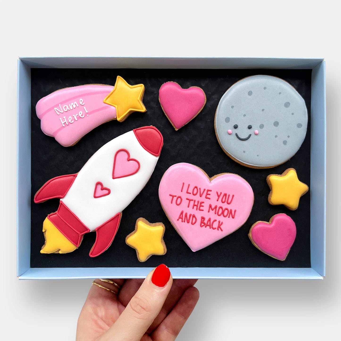 Personalised Love You To The Moon Letterbox Cookies - Baked by Steph