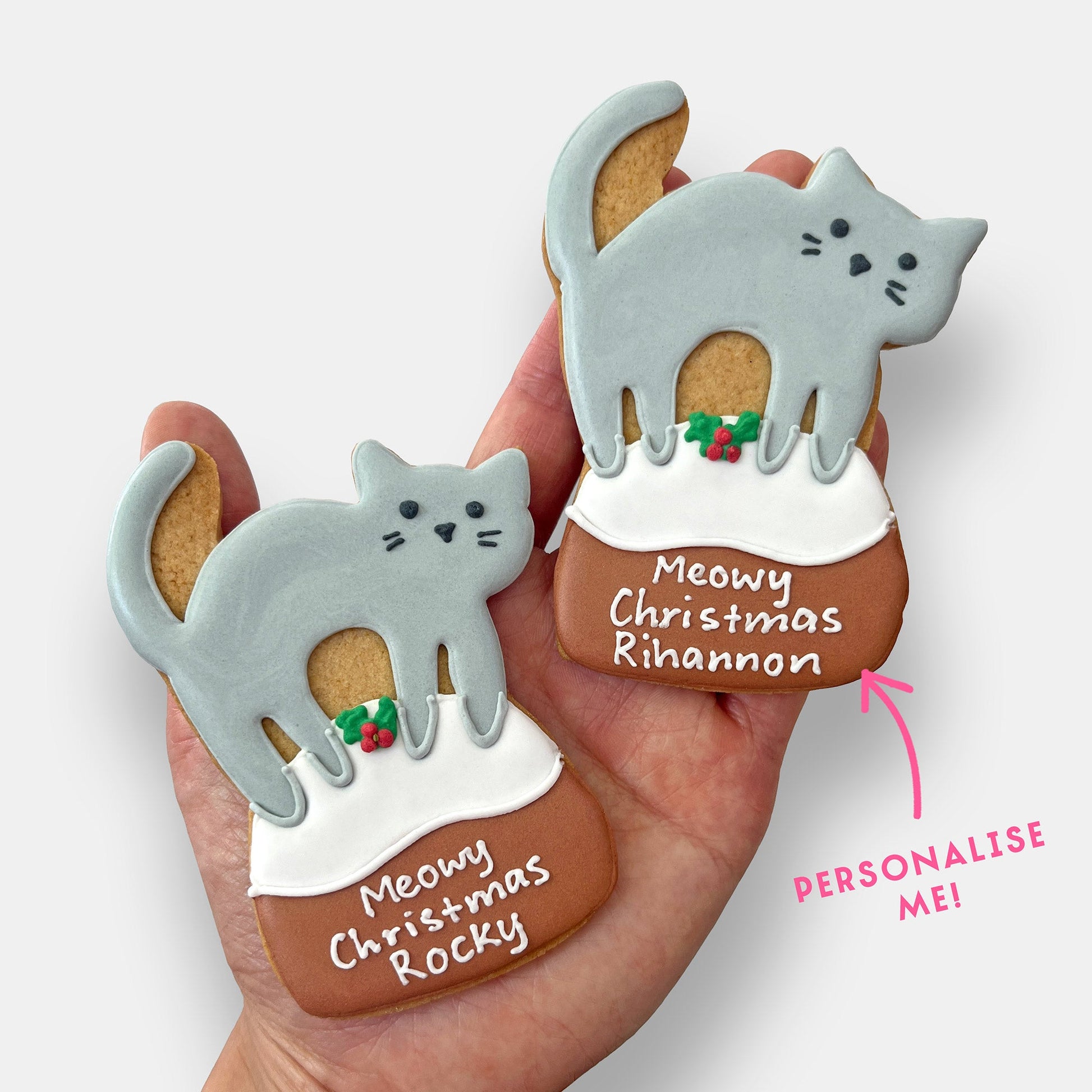 Personalised Meowy Christmas Letterbox Cookies - Baked by Steph