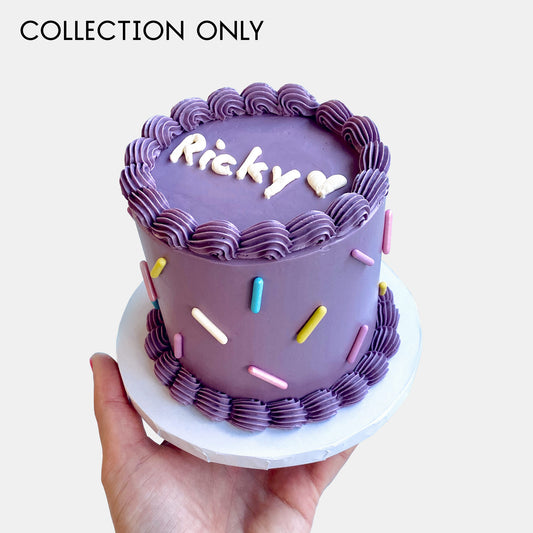 Personalised Purple Sprinkle Cake