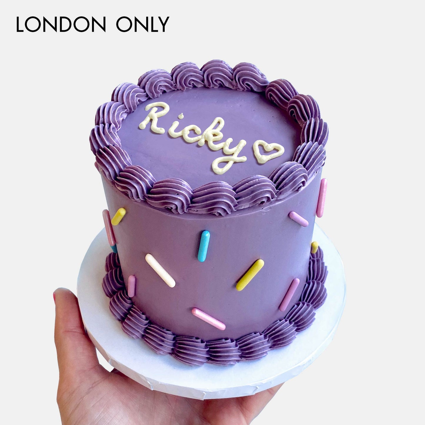 Personalised Purple Sprinkle Cake