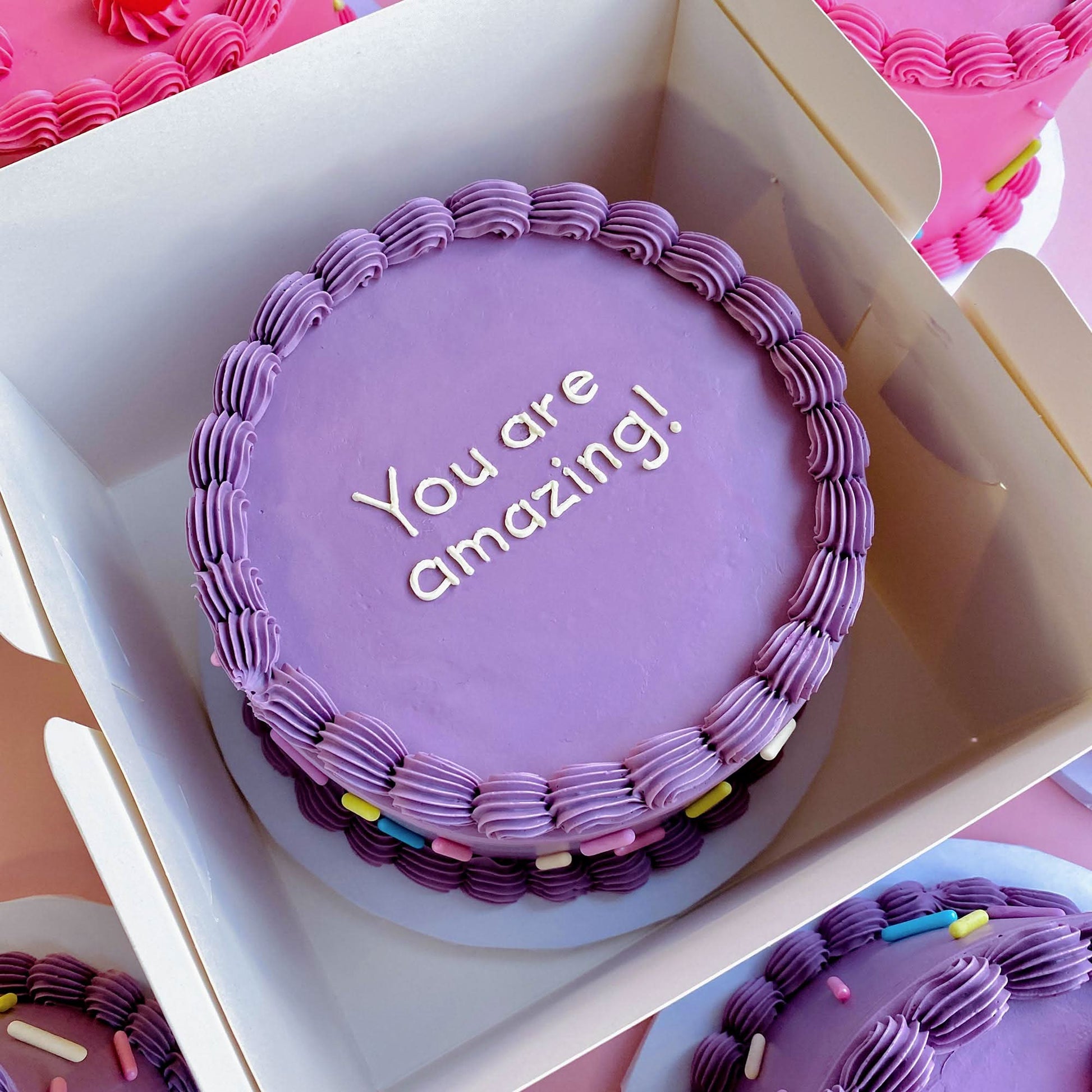 Personalised Purple Sprinkle Cake - Baked by Steph