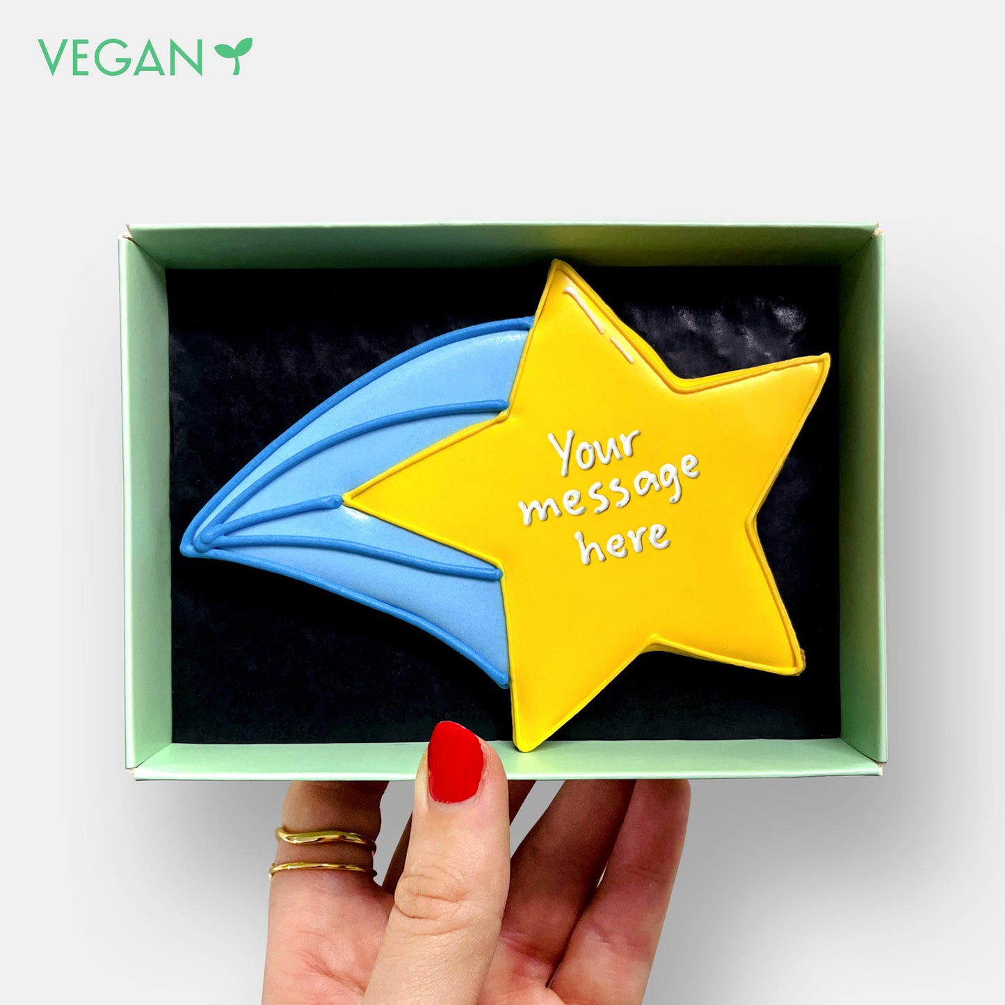 Vegan Personalised You're A Star Letterbox Thank You Iced Cookie