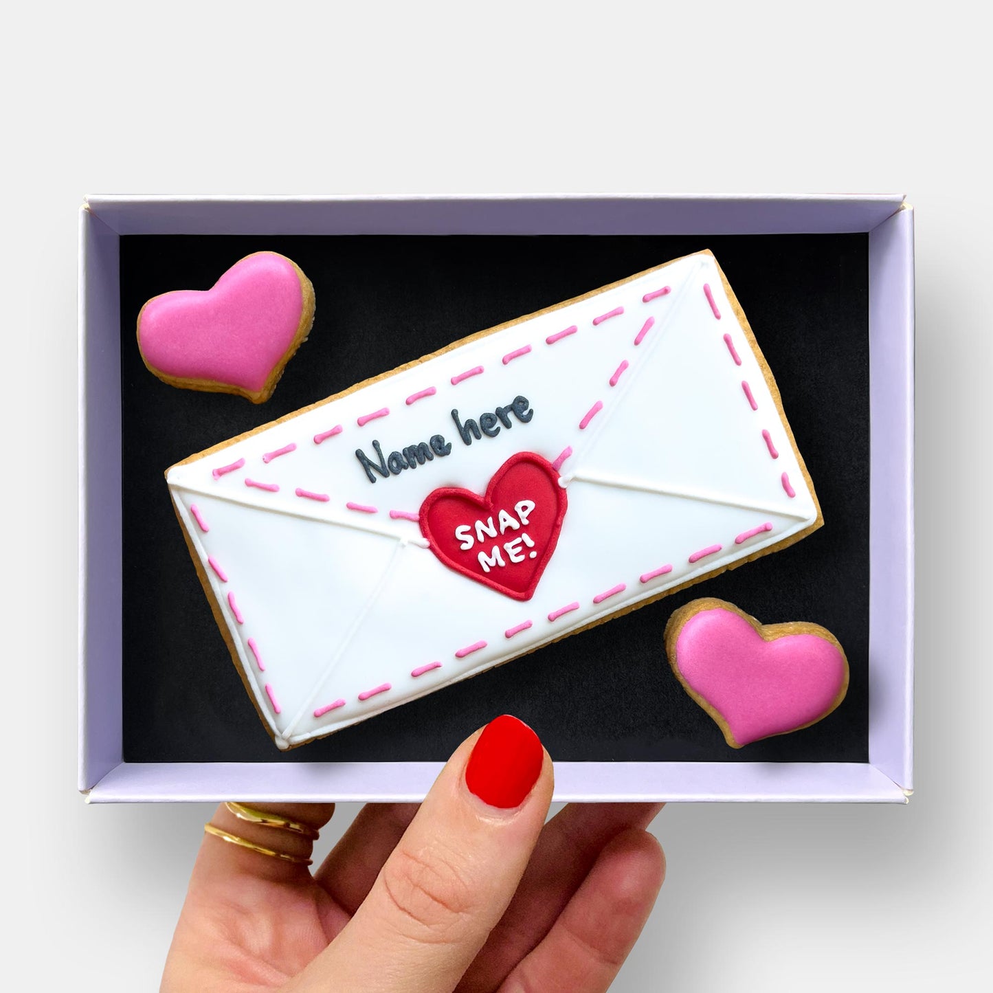 Personalised Secret Love Message Valentine's Letterbox Iced Cookie