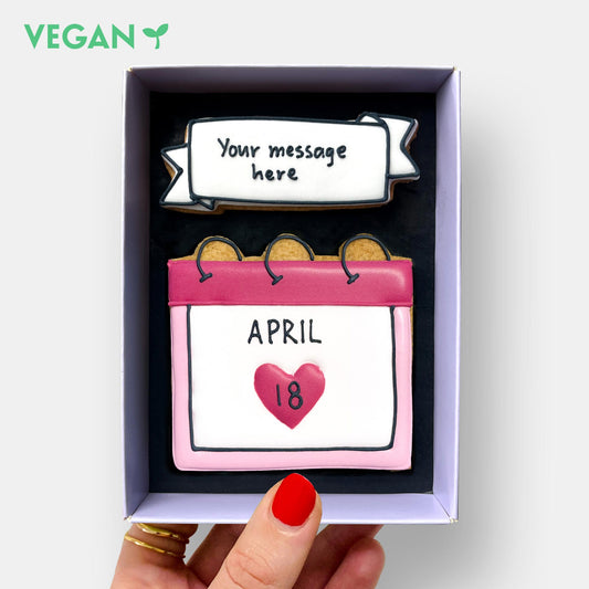Vegan Personalised Special Date Anniversary Letterbox Iced Cookies