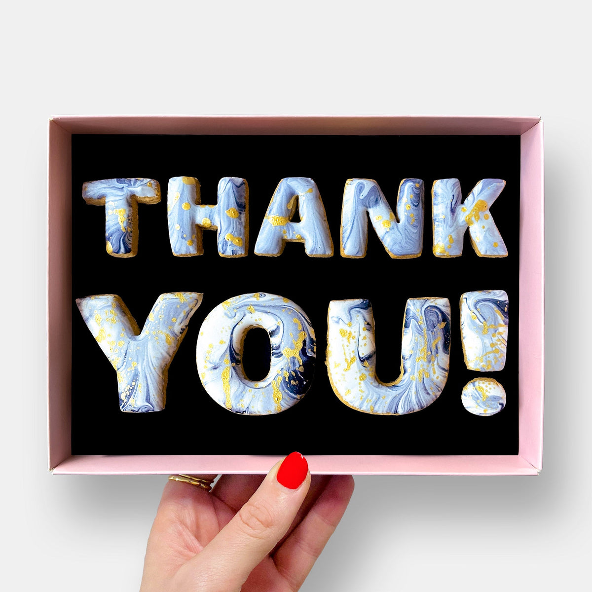 Thank You Marble Letterbox Message Iced Cookies