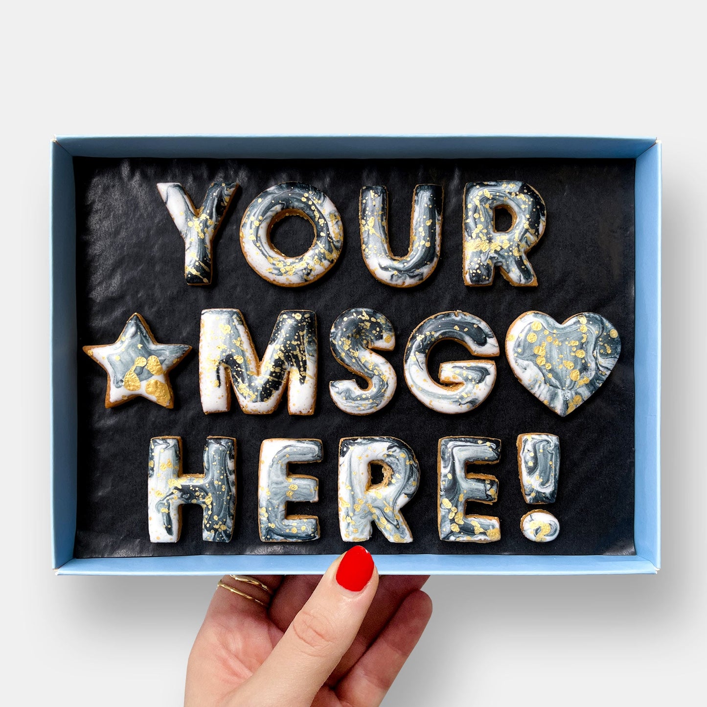 Vegan Personalised Custom Cookie Message Box (14) - Baked by Steph