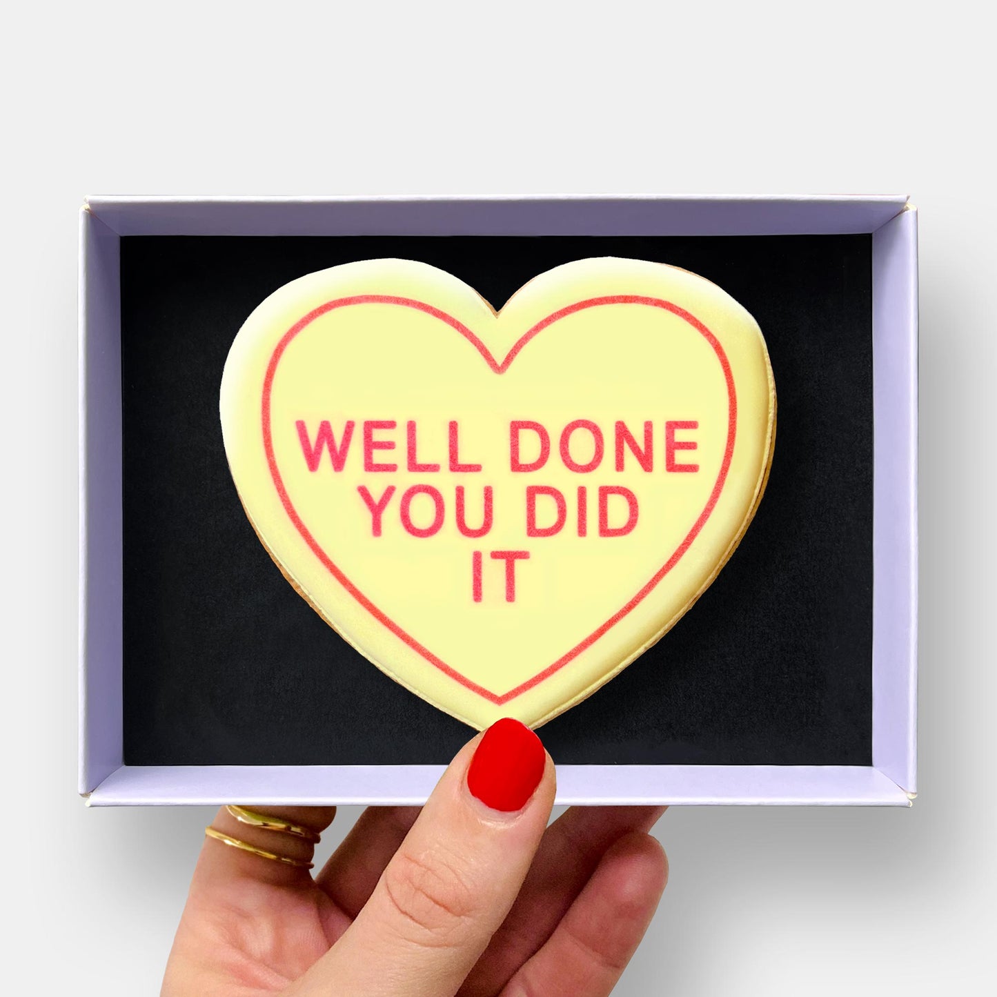 Well Done You Did It Heart Letterbox Printed Iced Cookie